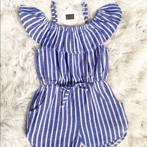 Blue & white striped romper